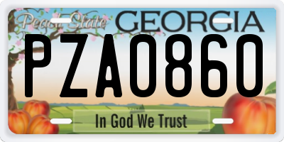 GA license plate PZA0860