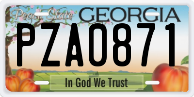 GA license plate PZA0871