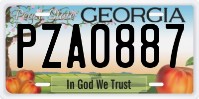 GA license plate PZA0887