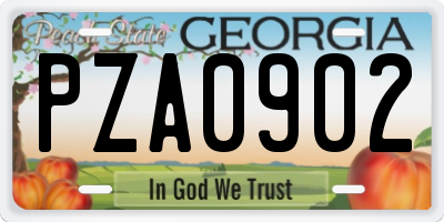 GA license plate PZA0902