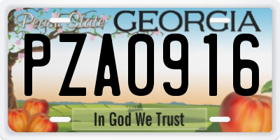 GA license plate PZA0916