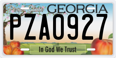 GA license plate PZA0927