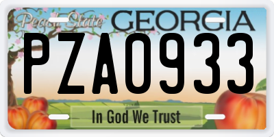 GA license plate PZA0933
