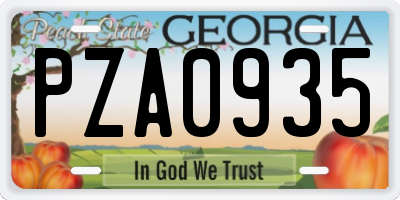 GA license plate PZA0935