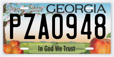 GA license plate PZA0948