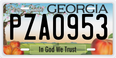 GA license plate PZA0953