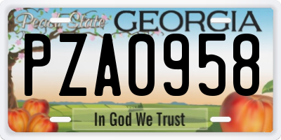 GA license plate PZA0958