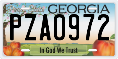 GA license plate PZA0972