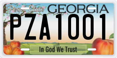 GA license plate PZA1001