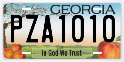 GA license plate PZA1010