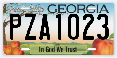 GA license plate PZA1023