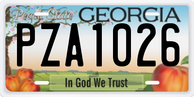 GA license plate PZA1026