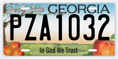 GA license plate PZA1032