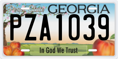 GA license plate PZA1039
