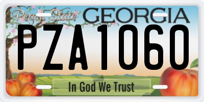 GA license plate PZA1060