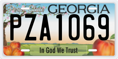 GA license plate PZA1069