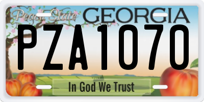 GA license plate PZA1070