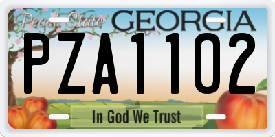 GA license plate PZA1102