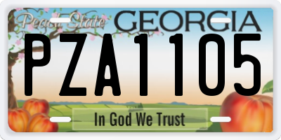 GA license plate PZA1105