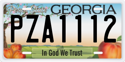 GA license plate PZA1112