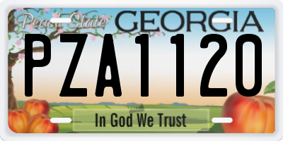 GA license plate PZA1120