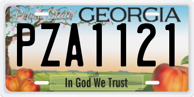 GA license plate PZA1121