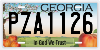 GA license plate PZA1126