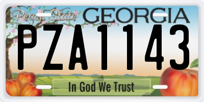 GA license plate PZA1143