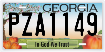GA license plate PZA1149