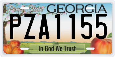 GA license plate PZA1155