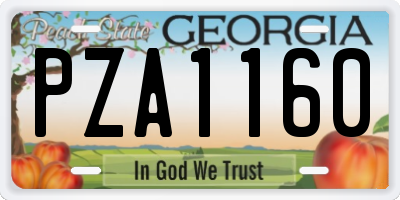 GA license plate PZA1160