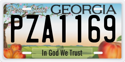 GA license plate PZA1169