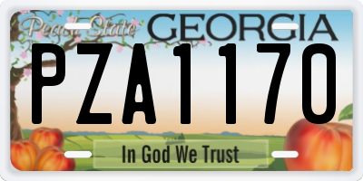 GA license plate PZA1170