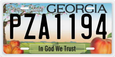GA license plate PZA1194