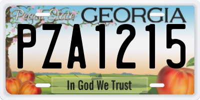 GA license plate PZA1215