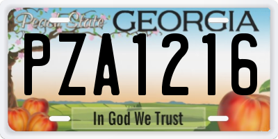 GA license plate PZA1216