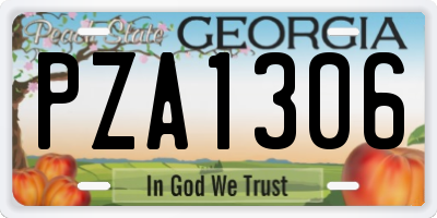 GA license plate PZA1306