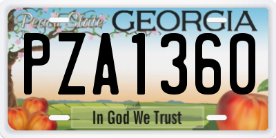 GA license plate PZA1360