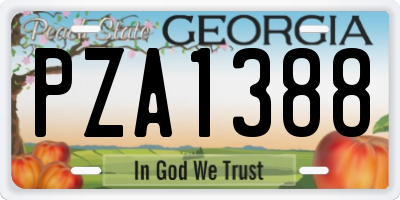 GA license plate PZA1388