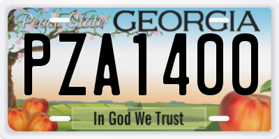 GA license plate PZA1400