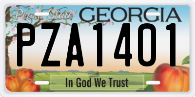 GA license plate PZA1401