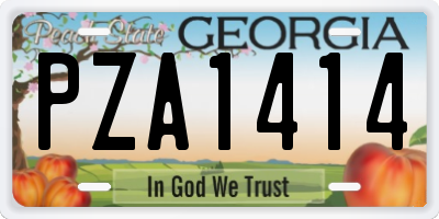 GA license plate PZA1414