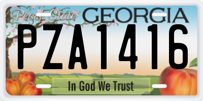 GA license plate PZA1416