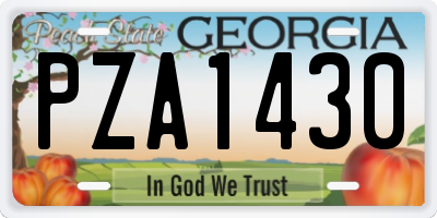 GA license plate PZA1430