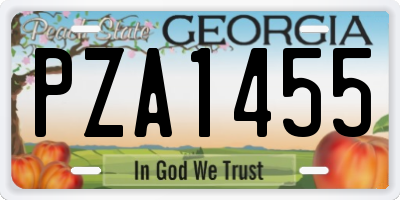 GA license plate PZA1455