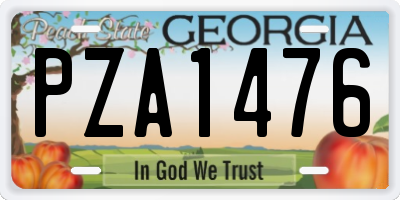 GA license plate PZA1476