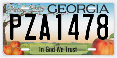 GA license plate PZA1478