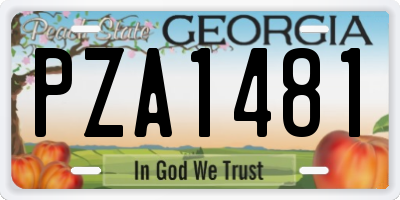 GA license plate PZA1481