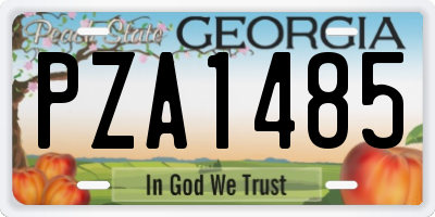 GA license plate PZA1485