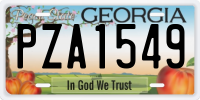GA license plate PZA1549